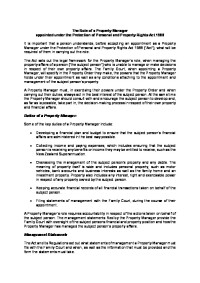The Role of a Property Manager appointed under the Protection of Personal and Property Rights Act 1988