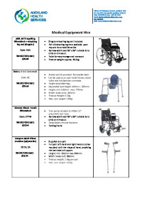 Auckland Health Services Product Catalogue